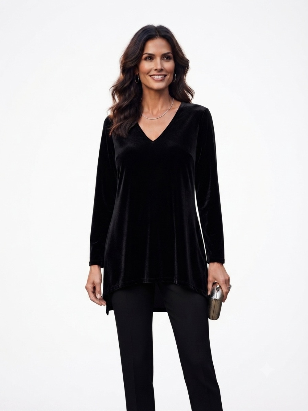 Christian Dior vintage Black Velvet V-Neck Long-Sleeve Tunic 8
